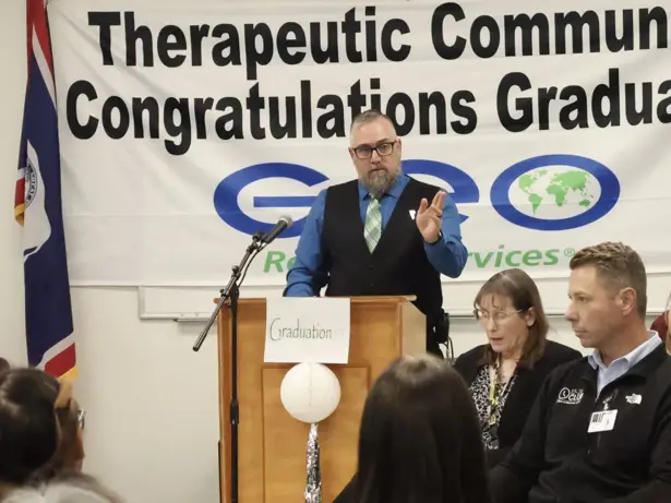 Reentry center residents celebrate treatment graduates, talk new director