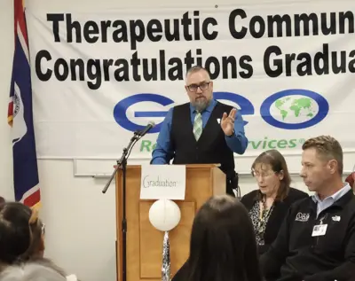 Reentry center residents celebrate treatment graduates, talk new director